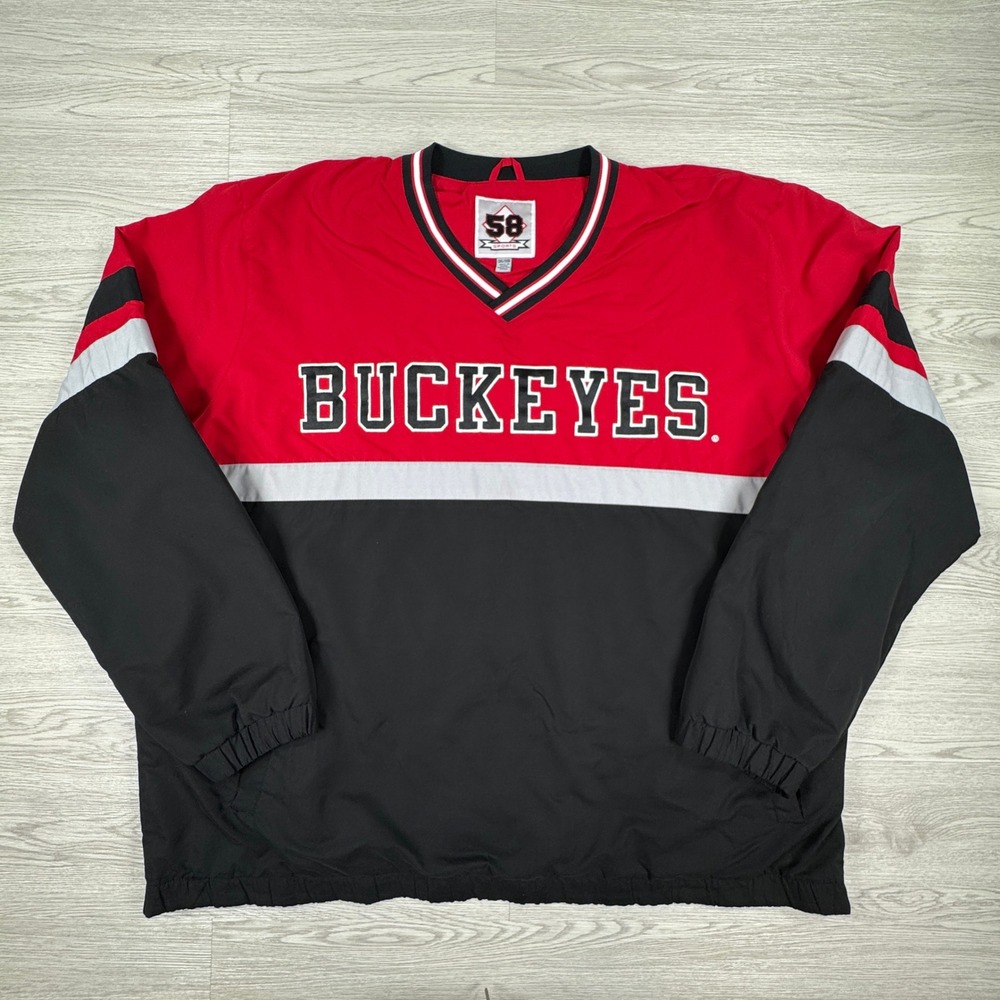 58 Sports‎ Mens Windbreaker Ohio State Buckeyes Red Black 3XL Pullover V-Neck